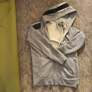 Comme des Garçons Shirt oversized grey hoodie with denim accent on hood size L